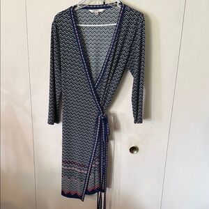 Max Studio Blue and Black Chevron Dress